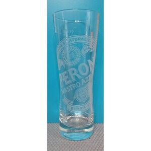 Peroni Nastro Azzurro Birra Superiore Etched Glass Pilsner .41L  8.25" Tall 20oz
